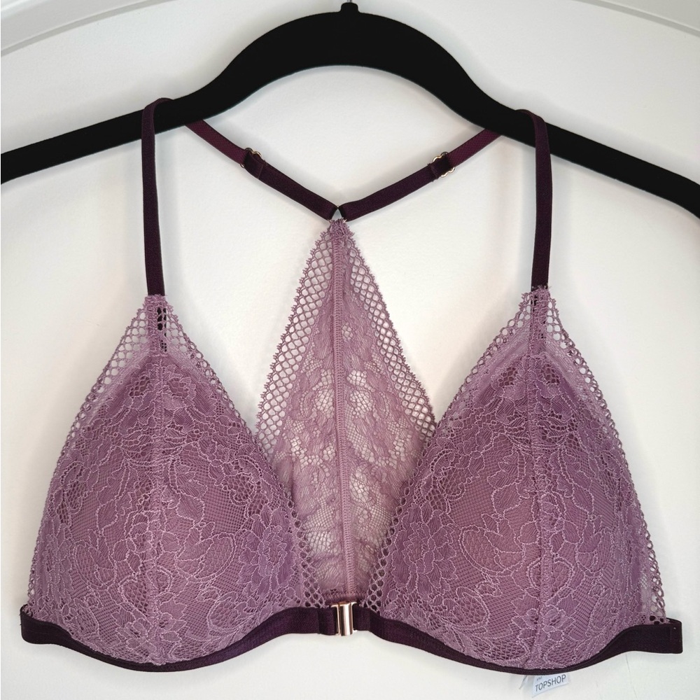 Topshop Racerback Lace Bralette Purple Size US 10/UK 14